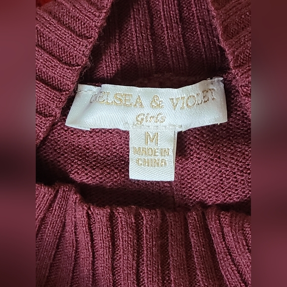 Chelsea &Violet - Girl's Maroon Sweater,  Sz Medium - Picture 2 of 3